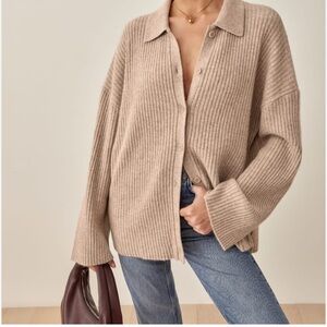 Reformation cashmere Women's Ribbed Beige Sweater